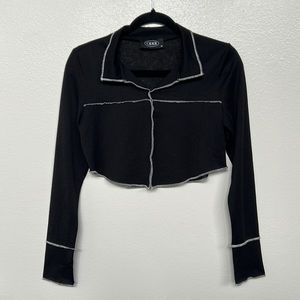 Sheer black long sleeve cider top